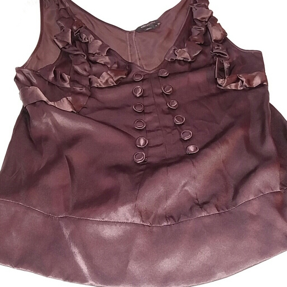 BCBGMAXAZRIA Brown Satin Sleeveless Blouse Top M